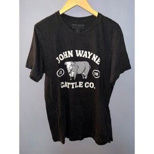 John Wayne Stock & Supply Cattle Co Graphic T-Shirt Black Mens Large Western Tee